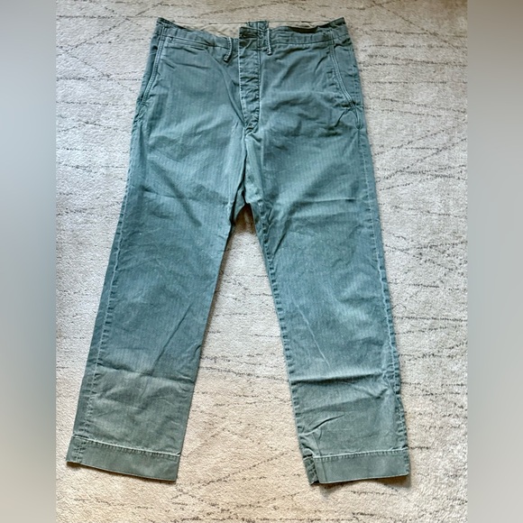 RRL Ralph Lauren Double RL Green Herringbone  chino / pants - 34/32 - Picture 1 of 10